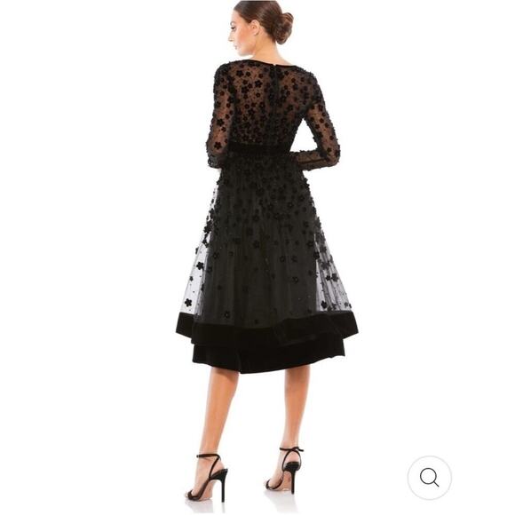 B69 Mac Duggal Dress Womens 2 Sheer Floral Audrey Hepburn Old Hollywood Wedding - Picture 4 of 10